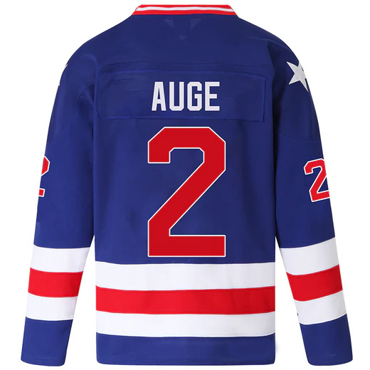 Les Auge #2 Men's Blue 1980 USA Hockey Jersey