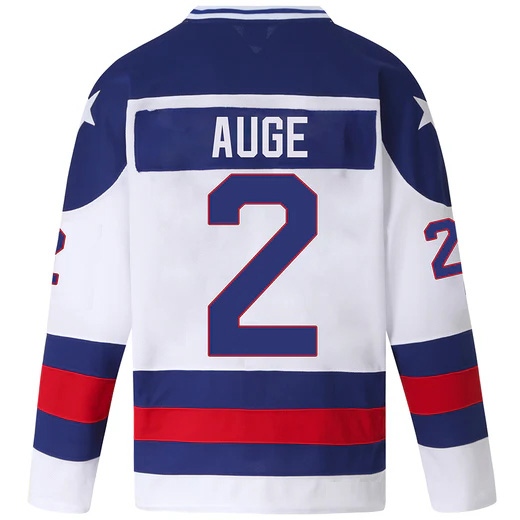 Les Auge #2 Men's White 1980 USA Hockey Jersey