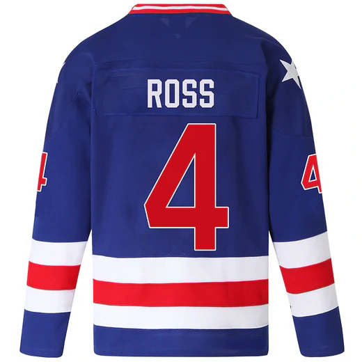 Gary Ross #4 Men's Blue 1980 USA Hockey Jersey