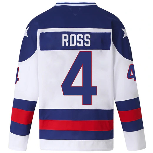 Gary Ross #4 Men's White 1980 USA Hockey Jersey