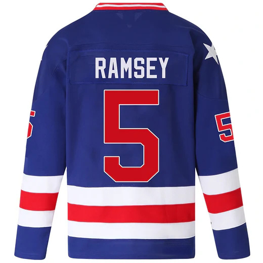 Mike Ramsey #5 Men's Blue 1980 USA Hockey Jersey