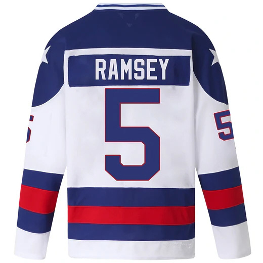 Mike Ramsey #5 Men's White 1980 USA Hockey Jersey