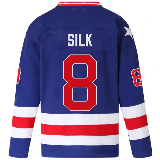 Dave Silk #8 Men's Blue 1980 USA Hockey Jersey