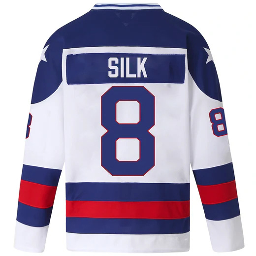 Dave Silk #8 Men's White 1980 USA Hockey Jersey