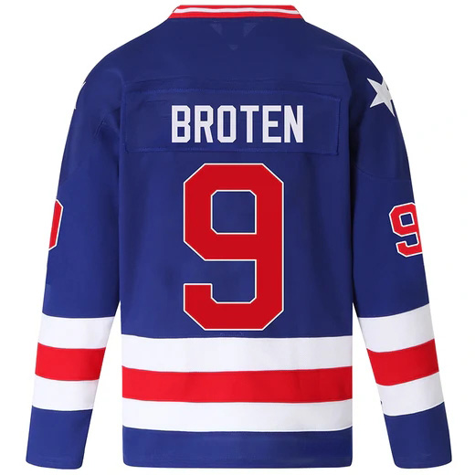 Neal Broten #9 Men's Blue 1980 USA Hockey Jersey