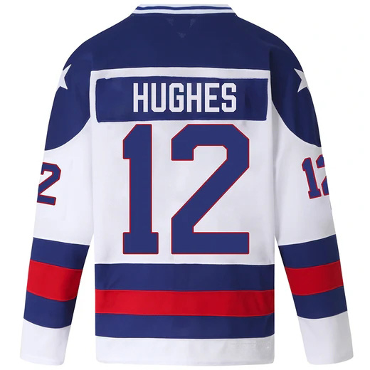 Jack Hughes #12 Men's White 1980 USA Hockey Jersey