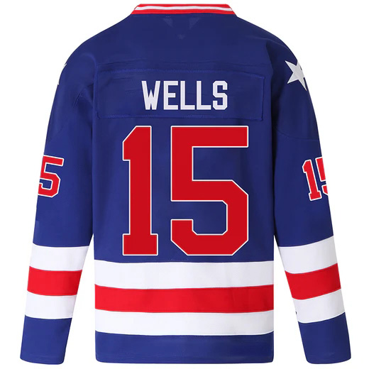 Mark Wells #15 Men's Blue 1980 USA Hockey Jersey