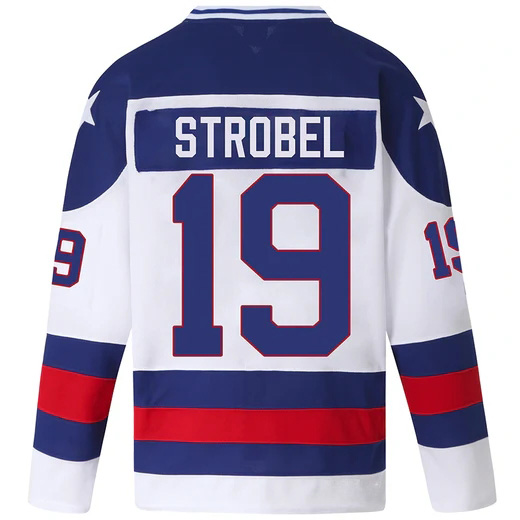 Eric Strobel #19 Men's White 1980 USA Hockey Jersey