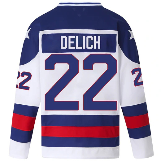 Dave Delich #22 Men's White 1980 USA Hockey Jersey