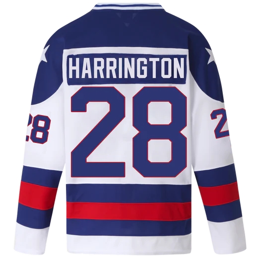 John Harrington #28 Men's White 1980 USA Hockey Jersey