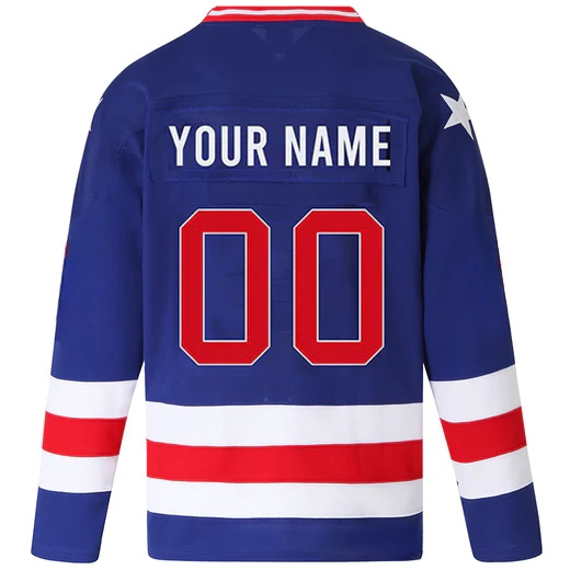 Customized #00 Men's Blue 1980 USA Hockey Jersey