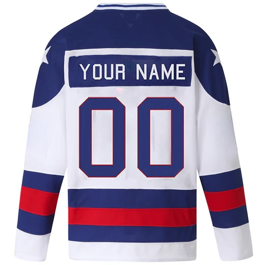 Customized #00 Men's White 1980 USA Hockey Jersey