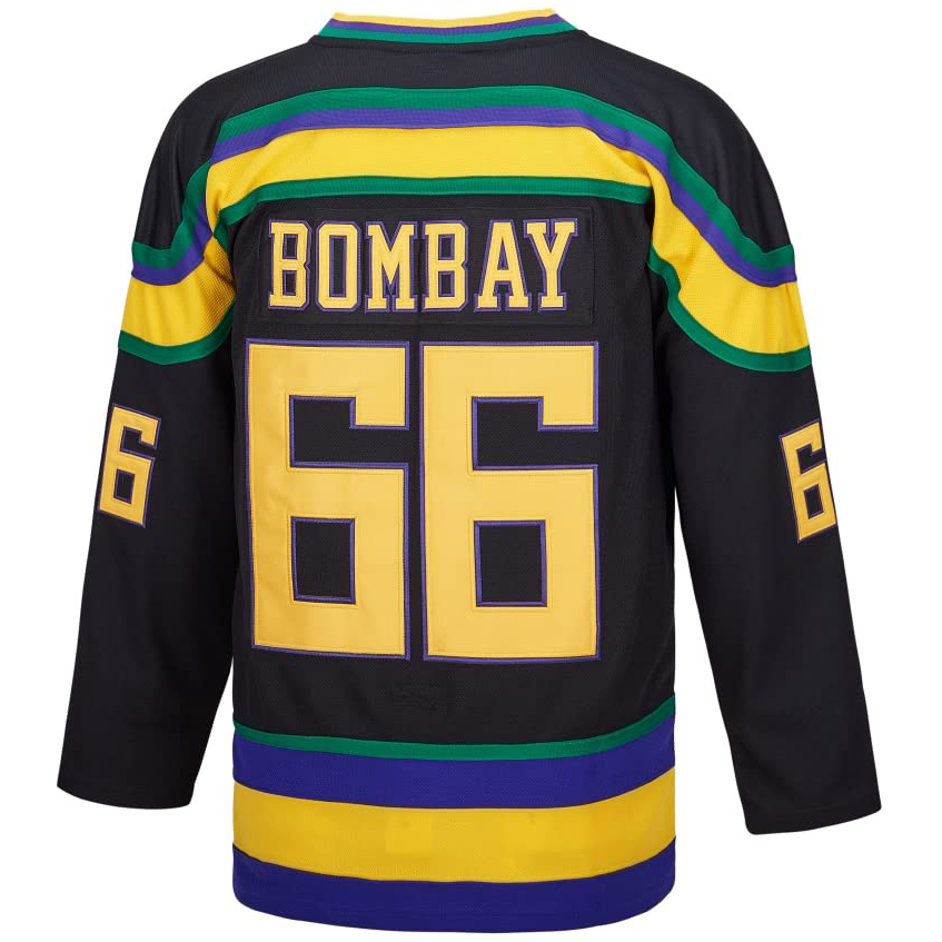 Gordon Bombay #66 Men's Movie Black Hockey Jersey