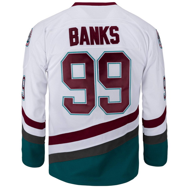 Adam Banks #99 Men's White Movie Sport Hockey Jersey