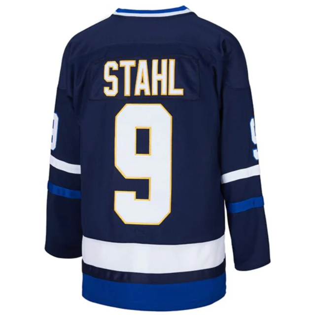 Gunnar Stahl #9 Men's Blue Island Hockey Jersey