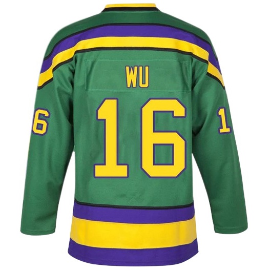 Ken Wu #16 Men's Green Movie Outdoor Hockey Jersey