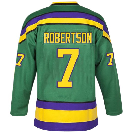 Dwayne Robertson #7 Men's Green Movie Stitched Hockey Jersey