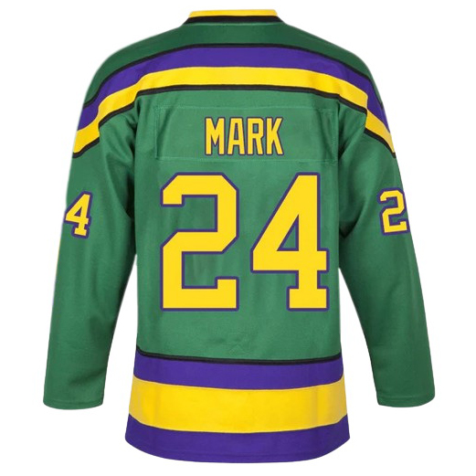 Peter Mark #24 Men's Green Movie Stitched Hockey Jersey